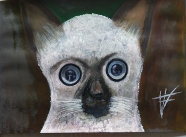 Картина под названием "Baby cat" - Vidal Fernández Richart, Подлинное произведение искусства, Акварель