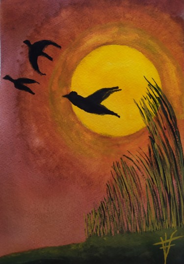 Peinture intitulée "Sol abrasador" par Vidal Fernández Richart, Œuvre d'art originale, Aquarelle