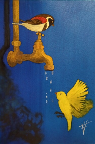 Schilderij getiteld "Agua fuente de vida." door Vidal Fernández Richart, Origineel Kunstwerk, Inkt