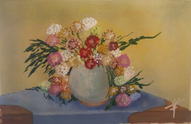 Painting titled "Jarrón con flores" by Vidal Fernández Richart, Original Artwork, Watercolor