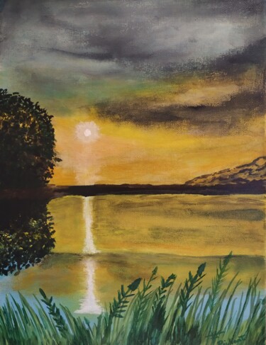 Painting titled "Lago Nashville" by Vidal Fernández Richart, Original Artwork, Acrylic Mounted on artwork_cat.
