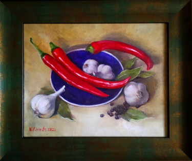 Картина под названием "Spices" - Nataliia Vidzivats, Подлинное произведение искусства, Масло Установлен на картон