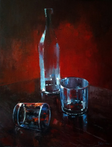 Картина под названием "Bar glass" - Nataliia Vidzivats, Подлинное произведение искусства, Масло Установлен на Деревянная рам…