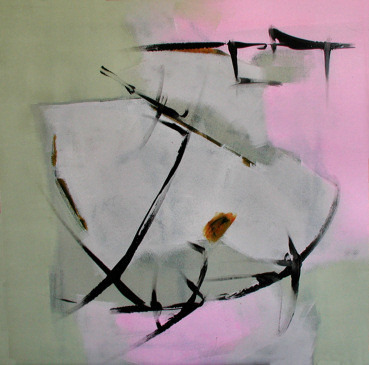 Peinture intitulée "Traces roses et ver…" par Isabelle Viennois, Œuvre d'art originale