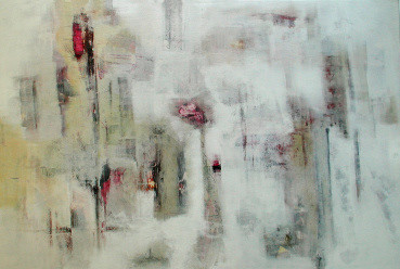 Painting titled "paysage blanc" by Isabelle Viennois, Original Artwork, Oil