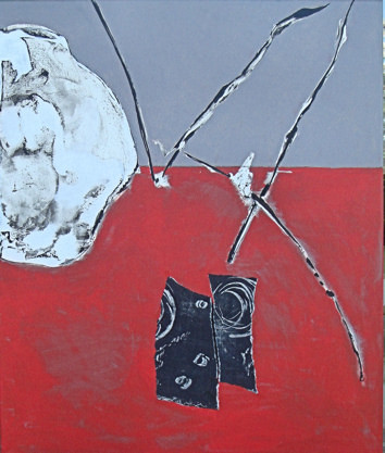 Peinture intitulée "composition avec mo…" par Isabelle Viennois, Œuvre d'art originale, Huile
