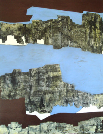 Peinture intitulée "grande falaise bleue" par Isabelle Viennois, Œuvre d'art originale, Huile