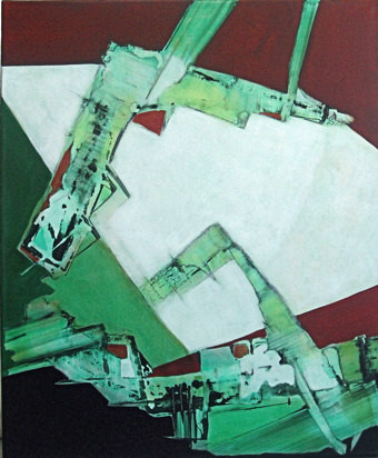 Peinture intitulée "rythmique verte" par Isabelle Viennois, Œuvre d'art originale, Huile