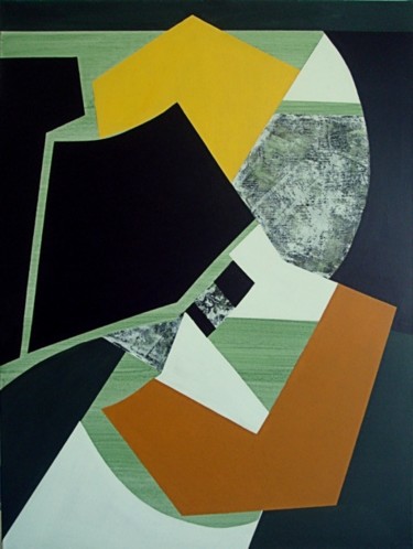 Peinture intitulée "composition verte" par Isabelle Viennois, Œuvre d'art originale, Huile