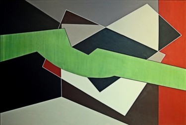 Peinture intitulée "La ligne verte" par Isabelle Viennois, Œuvre d'art originale, Huile