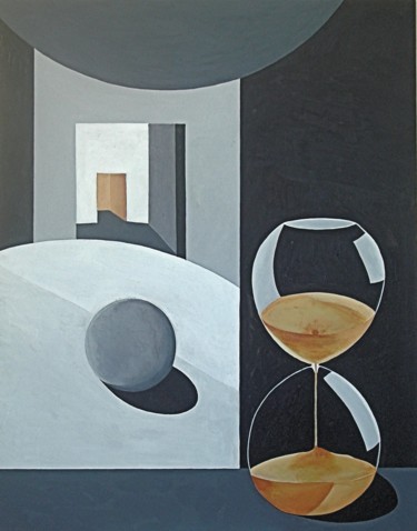 Peinture intitulée "03-le-sablier-92x73…" par Isabelle Viennois, Œuvre d'art originale, Acrylique