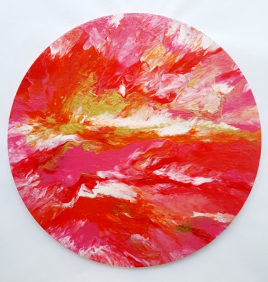 Painting titled "Orange Pink Ocean" by Viet Ha Tran, Original Artwork, Acrylic