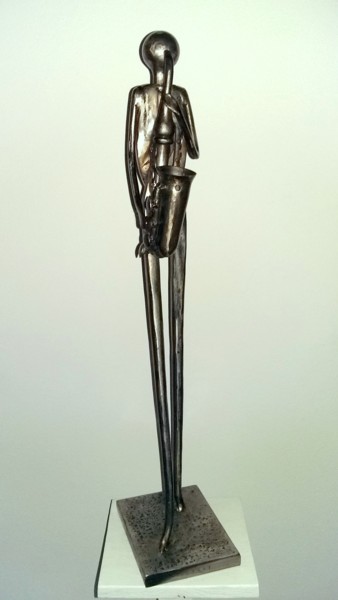 Sculpture titled "LE SAXOPHONE DANS L…" by Gerard Lami, Original Artwork, Metals