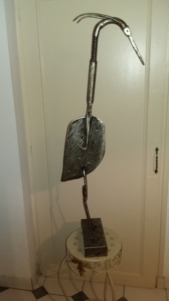 Скульптура под названием "HERON D'ACIER -6 TH…" - Gerard Lami, Подлинное произведение искусства, Металлы