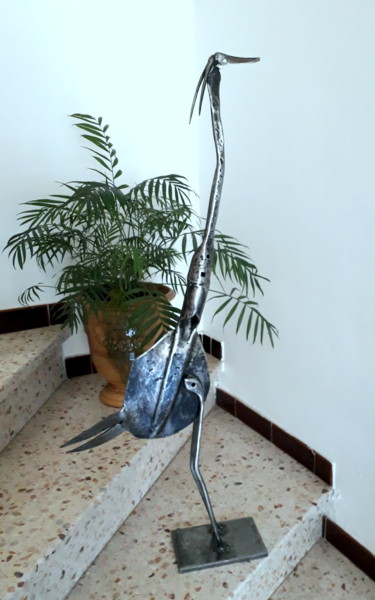 Sculpture titled "LE HERON D'ACIER /T…" by Gerard Lami, Original Artwork, Metals