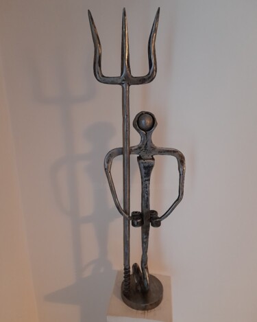 Sculptuur getiteld "NEPTUNE & MASERATI" door Gerard Lami, Origineel Kunstwerk, Metalen
