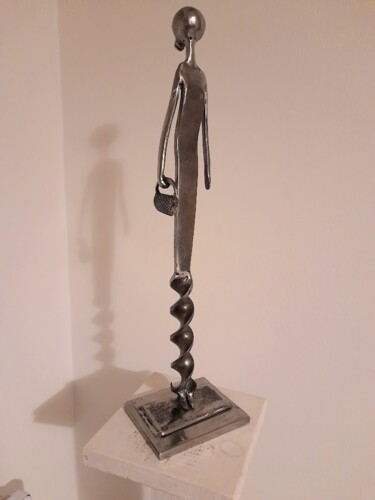 Sculpture titled "LA FEMME ET LA CREA…" by Gerard Lami, Original Artwork, Metals