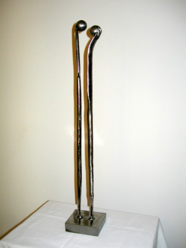 Sculpture titled "LES YEUX DE L'AMOUR" by Gerard Lami, Original Artwork, Metals
