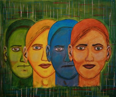 Painting titled "faces-1" by Vifer, Original Artwork, Acrylic