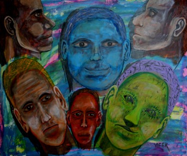 Pintura intitulada "faces - 02" por Vifer, Obras de arte originais, Acrílico