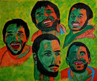 Pintura intitulada "faces 5" por Vifer, Obras de arte originais, Acrílico