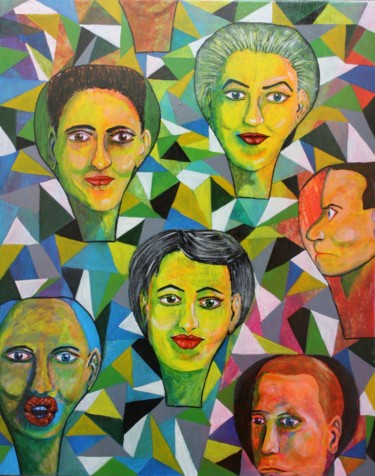 Painting titled "faces-6" by Vifer, Original Artwork, Acrylic