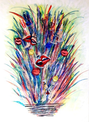 Pintura intitulada "ramo de beijos" por Vifer, Obras de arte originais, Acrílico