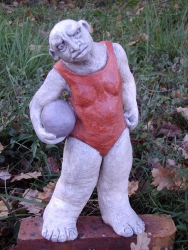 Sculpture titled "l'homme a la baballe" by Isabelle Vigo, Original Artwork, Terra cotta