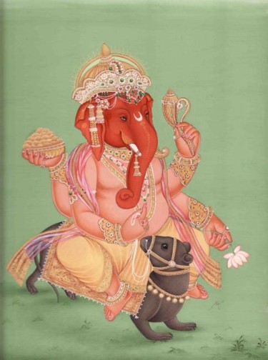 Картина под названием "shree ganesha" - Vijay Soni, Подлинное произведение искусства