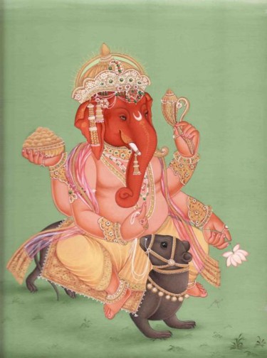 Peinture intitulée "shree ganesha" par Vijay Soni, Œuvre d'art originale