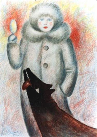 Картина под названием "девочка с мороженым" - Кострицкий Владимир, Подлинное произведение искусства