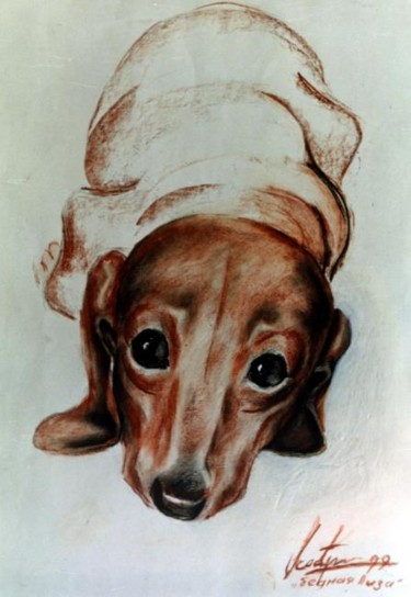 Картина под названием "портрет собачки" - Кострицкий Владимир, Подлинное произведение искусства