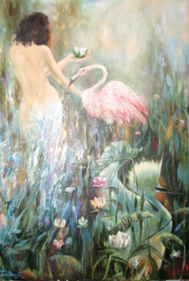 Painting titled "розовый флккаминго" by Kostritskii Vladimir, Original Artwork