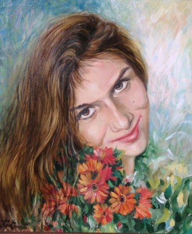 Картина под названием "женский портрет" - Кострицкий Владимир, Подлинное произведение искусства