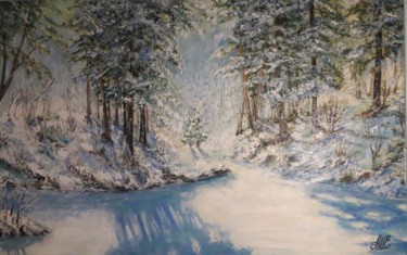 Картина под названием "Зимнее утро" - Muxabbat Efimova, Подлинное произведение искусства, Масло