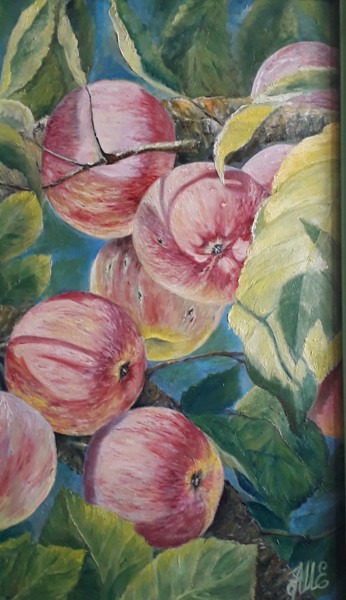 Картина под названием "Яблоки" - Muxabbat Efimova, Подлинное произведение искусства, Масло