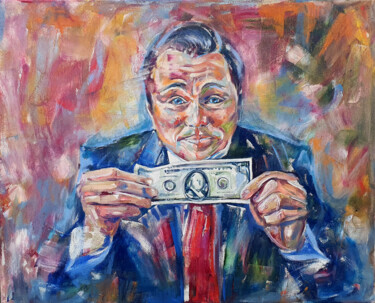 Schilderij getiteld "Wolf of Wall Street" door Vika Skaya, Origineel Kunstwerk, Olie