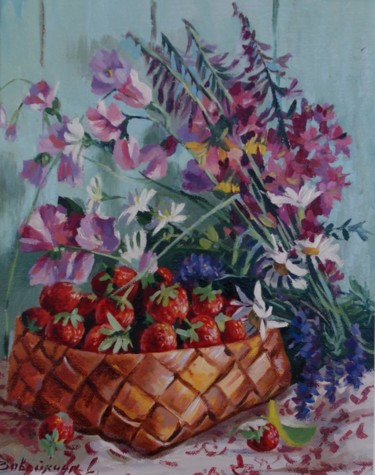 Painting titled "Strawberry" by Svetlana Vaveikina, Original Artwork, Oil