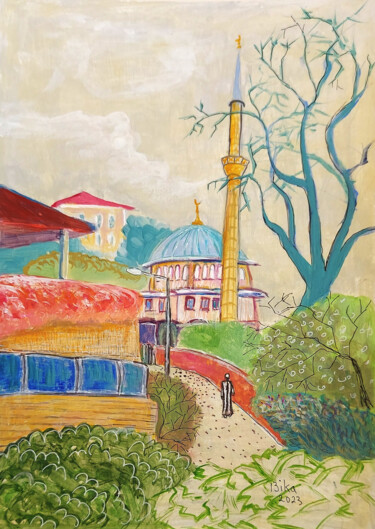 Desenho intitulada "Walking in Istanbul" por Viktoriia Slavinska, Obras de arte originais, Acrílico