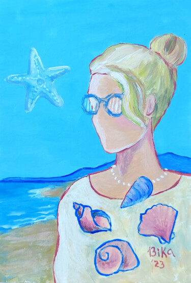 Painting titled "Beach" by Viktoriia Slavinska, Original Artwork, Acrylic
