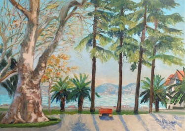 Painting titled "Istanbul. Park Yeni…" by Viktoriia Slavinska, Original Artwork, Oil
