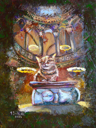 Painting titled "Cat. AyaSofia Mosqu…" by Viktoriia Slavinska, Original Artwork, Oil