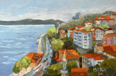 Painting titled "Beach. Series "City…" by Viktoriia Slavinska, Original Artwork, Oil