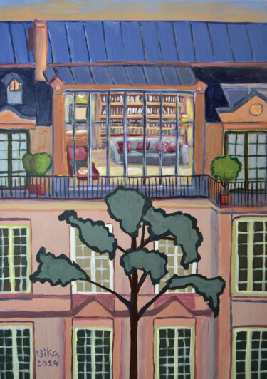 Malerei mit dem Titel "Home. France" von Viktoriia Slavinska, Original-Kunstwerk, Acryl