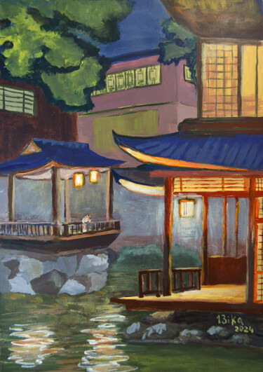 Malerei mit dem Titel "Old home. Japan" von Viktoriia Slavinska, Original-Kunstwerk, Acryl