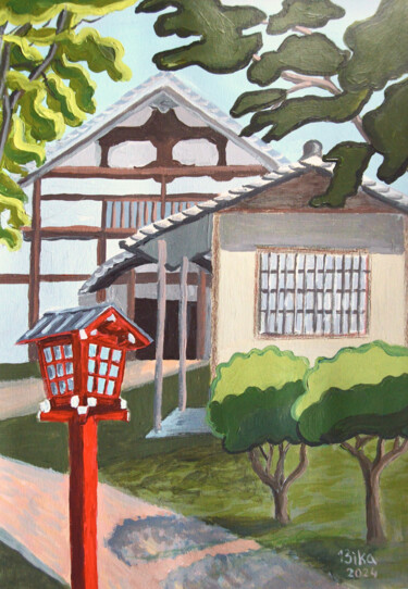 Painting titled "Japanese garden" by Viktoriia Slavinska, Original Artwork, Acrylic