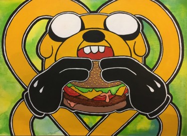 Картина под названием "Burger time!.jpeg" - Vika Vilkova, Подлинное произведение искусства, Акрил