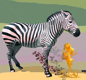 Painting titled "zebra in flowerses" by Viktor Kovbunov, Original Artwork