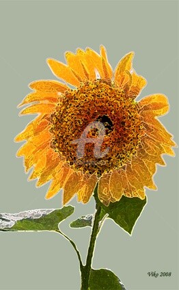 Painting titled "sunflower at grey" by Viktor Kovbunov, Original Artwork