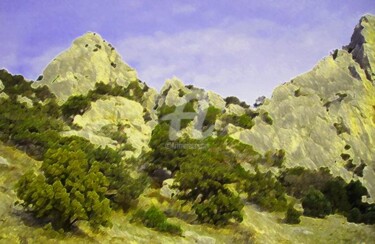 Painting titled "Rocks-landscape" by Viktor Kovbunov, Original Artwork